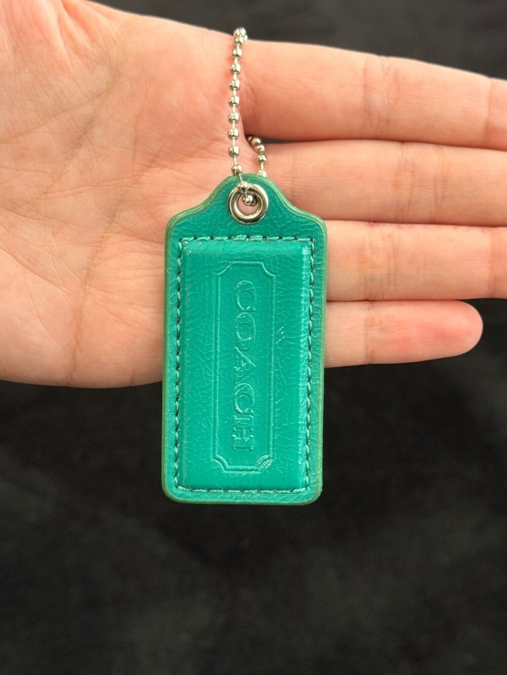 2.5" Y2K Coach Leather Key Fob Keychain Hang Tag Hangtag